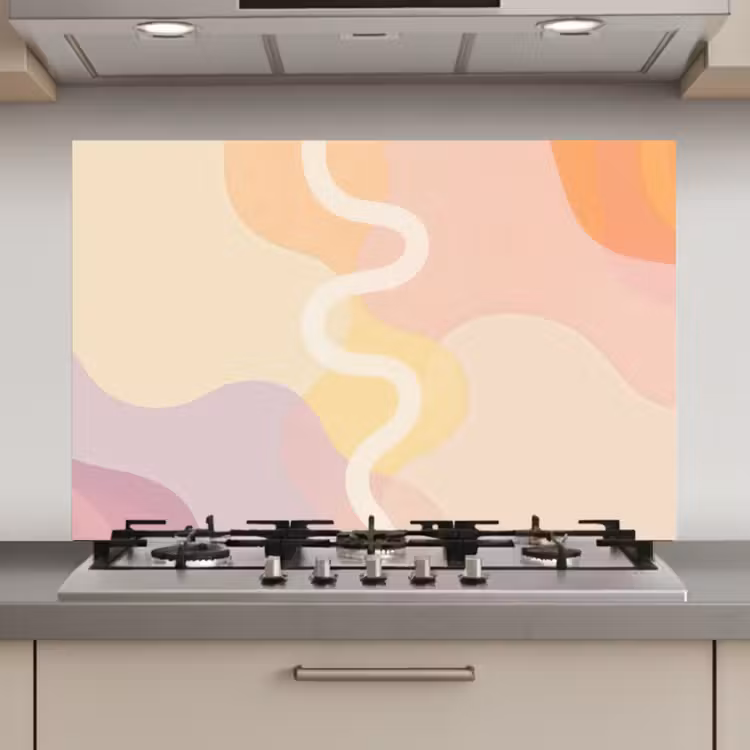 Golvende vormen - Abstract - pastel keuken achterwand spatscherm klein -3d_website