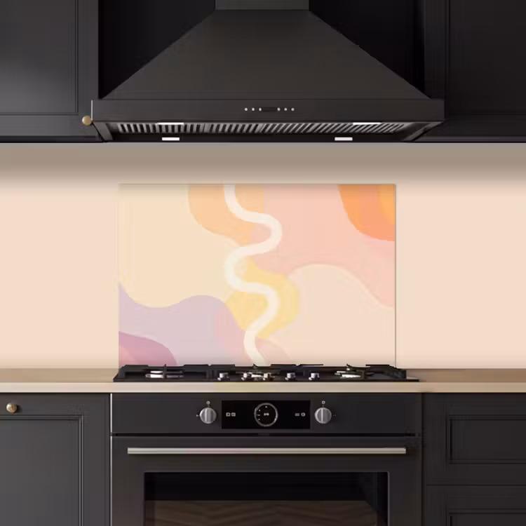 Golvende vormen - Abstract - pastel keuken achterwand spatscherm klein -sfeer1