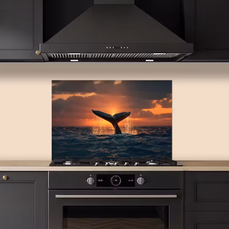 Walvis staart - Water - Zonsondergang keuken achterwand spatscherm klein -sfeer1