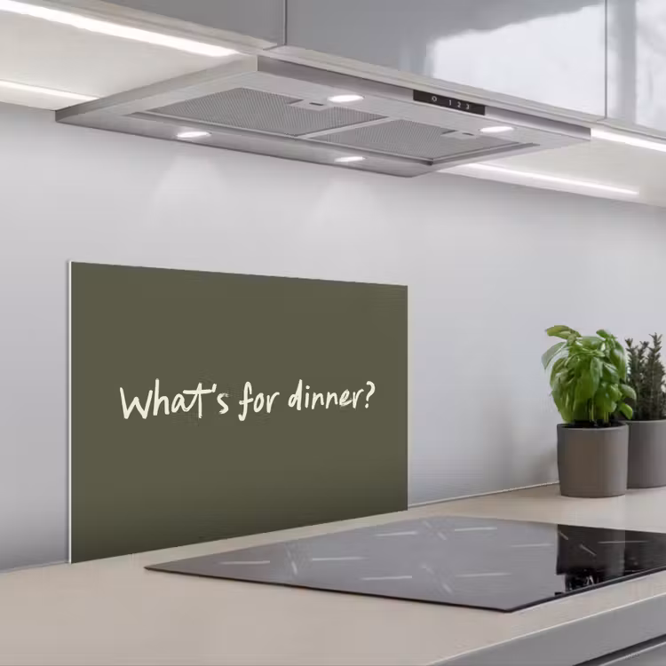 Whats for dinner? keuken achterwand spatscherm klein -3d_schuin