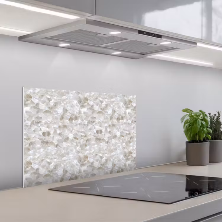 Wit - Penseelstreken - Reliëfeffect keuken achterwand spatscherm klein 900 -3d_schuin