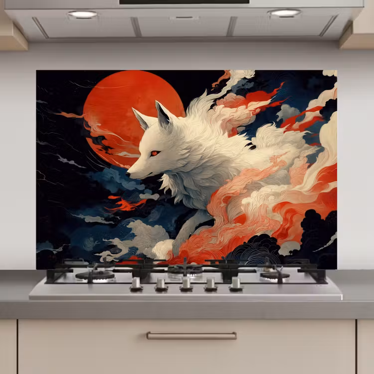 Witte vos - wolken - maan keuken achterwand spatscherm klein -3d_website