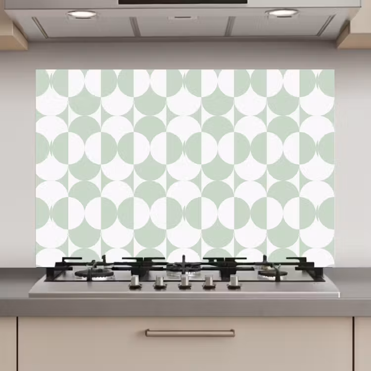Wit - Groen - Cirkels keuken achterwand spatscherm klein 900 -3d_website