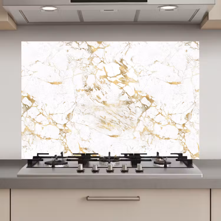 Wit - Marmer - Luxe - Goud keuken achterwand spatscherm klein 900 -3d_website