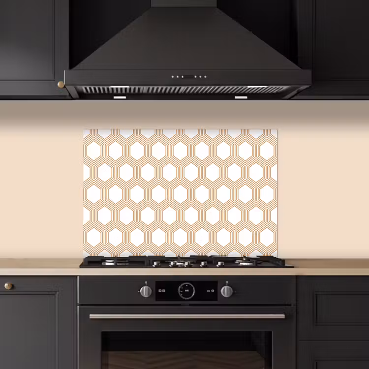 Wit - Patroon - Symmetrisch - Modern keuken achterwand spatscherm klein 900 -sfeer1