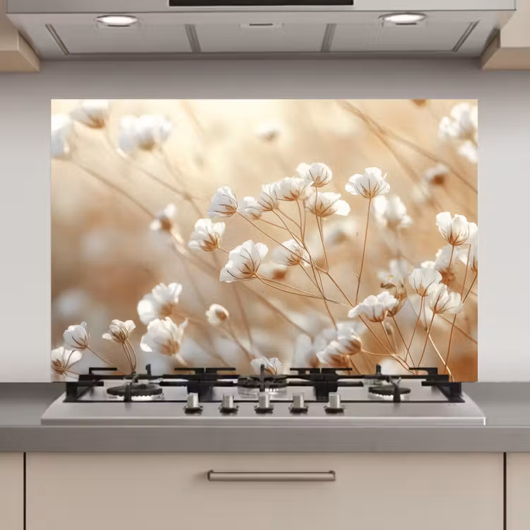 Wilde - Bloemen - Wit keuken achterwand spatscherm klein -3d_website