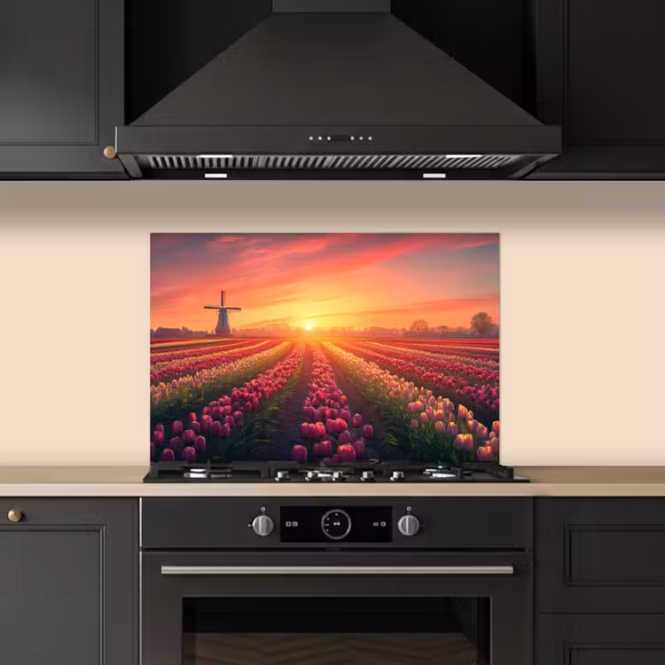 Windmolen - Zonsondergang - Landschap keuken achterwand spatscherm klein -sfeer1