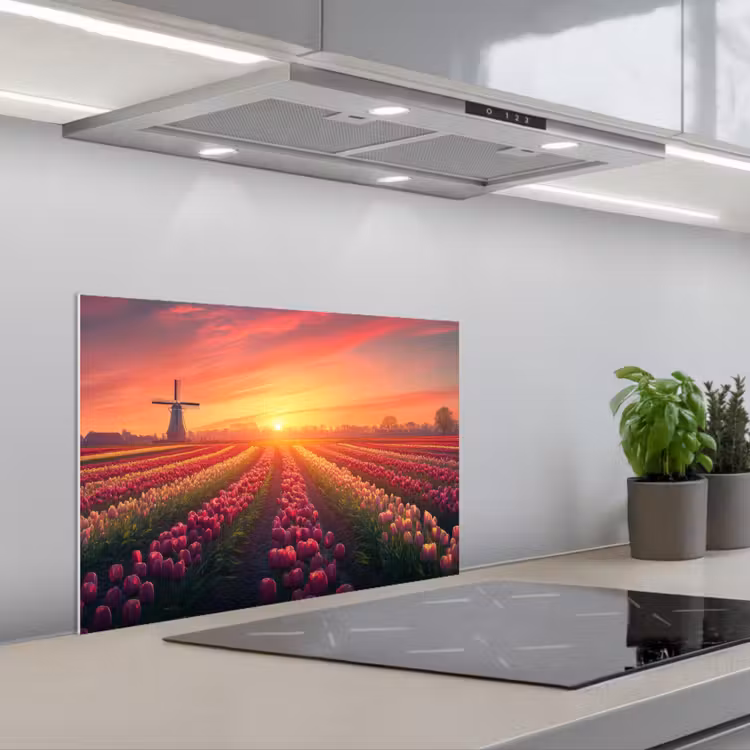 Windmolen - Zonsondergang - Landschap keuken achterwand spatscherm klein -3d_schuin
