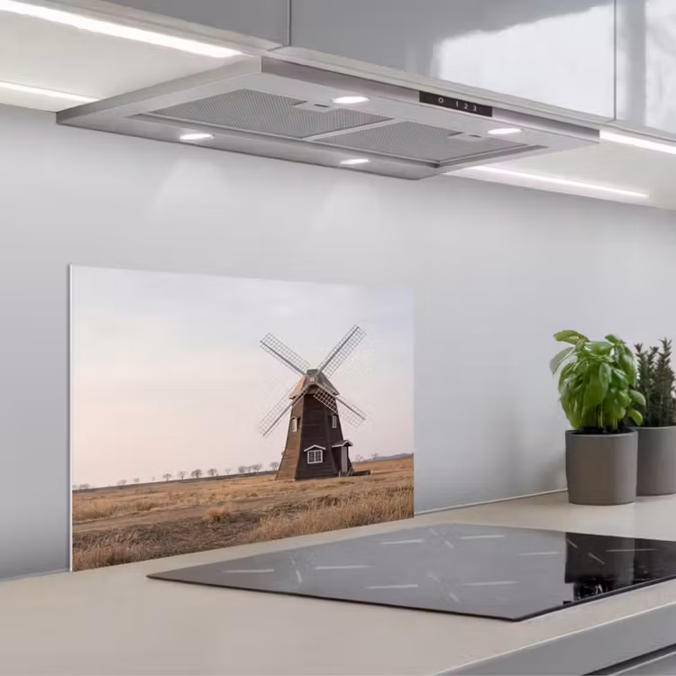Windmolens - Landschap - Veld keuken achterwand spatscherm klein -3d_schuin