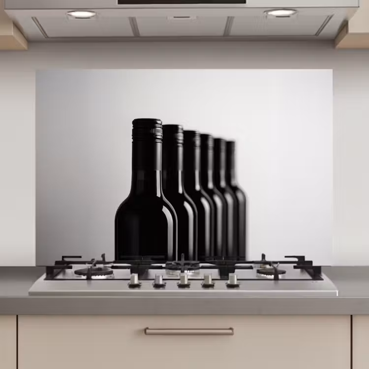 Wijnflessen - Zwart - Minimalistisch keuken achterwand spatscherm klein -3d_website
