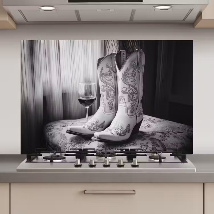 Wijn - Cowboylaarzen - Raamlicht - Wit keuken achterwand spatscherm klein -3d_website