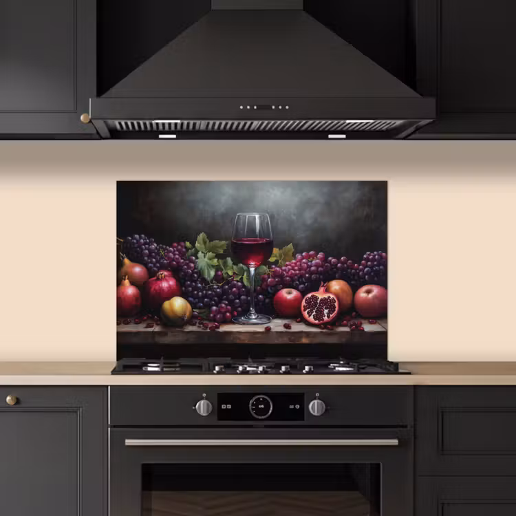 Wijn - Fruit - Stilleven keuken achterwand spatscherm klein -sfeer1