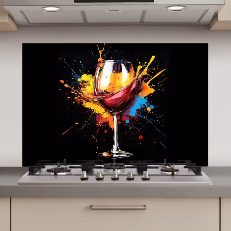 Wijn - Glas - Graffiti - Borrel - Rood - Verf keuken achterwand spatscherm klein -3d_website