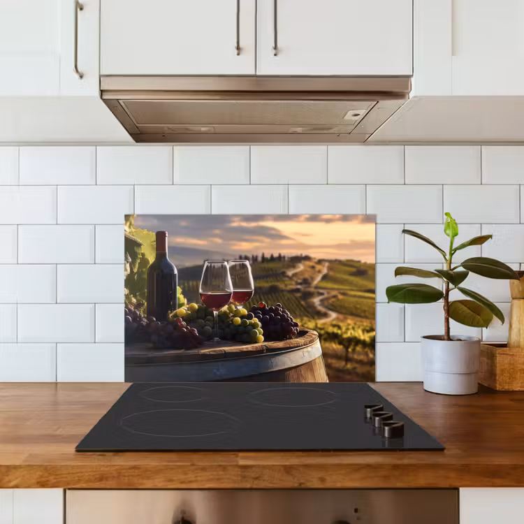 Wijn - Druiven - Heuvels - Landschap keuken achterwand spatscherm klein -sfeer2
