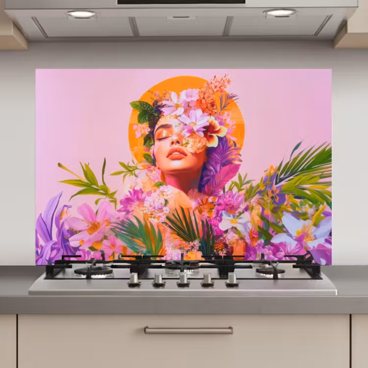 Vrouw - Abstract - Cirkel - Bloemen keuken achterwand spatscherm klein -3d_website