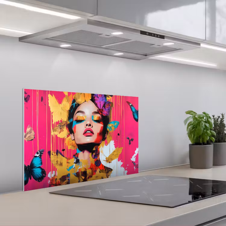 Vrouw - Abstract - Kleurrijk keuken achterwand spatscherm klein -3d_schuin