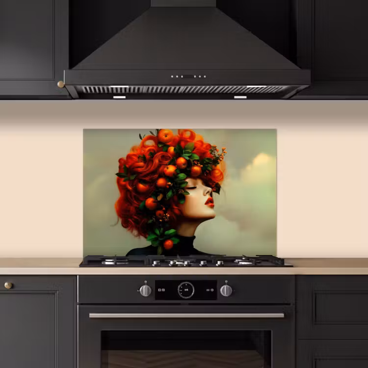 Vrouw - Appels - Rood - Bladeren keuken achterwand spatscherm klein -sfeer1