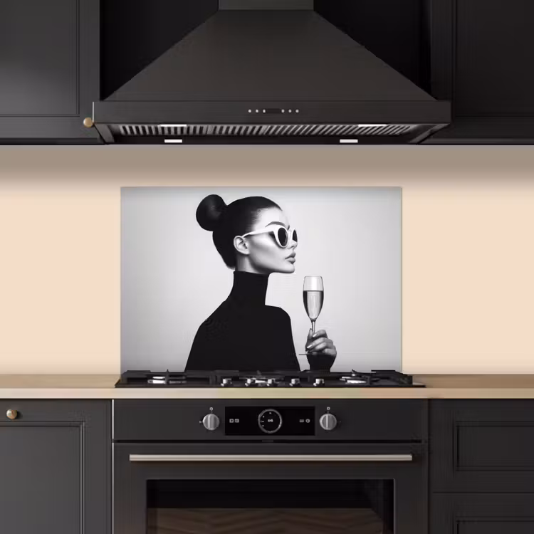 Vrouw - Champagne - Modern keuken achterwand spatscherm klein -sfeer1