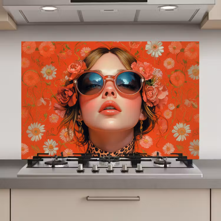 Vrouw - Kleurrijk - Dierenprint - Bloemen keuken achterwand spatscherm klein -3d_website