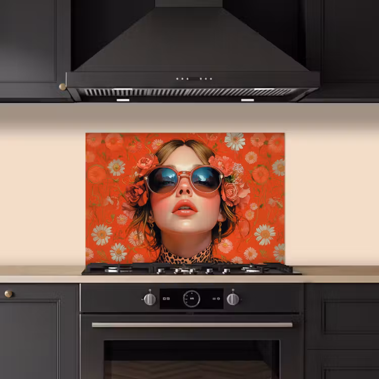 Vrouw - Kleurrijk - Dierenprint - Bloemen keuken achterwand spatscherm klein -sfeer1