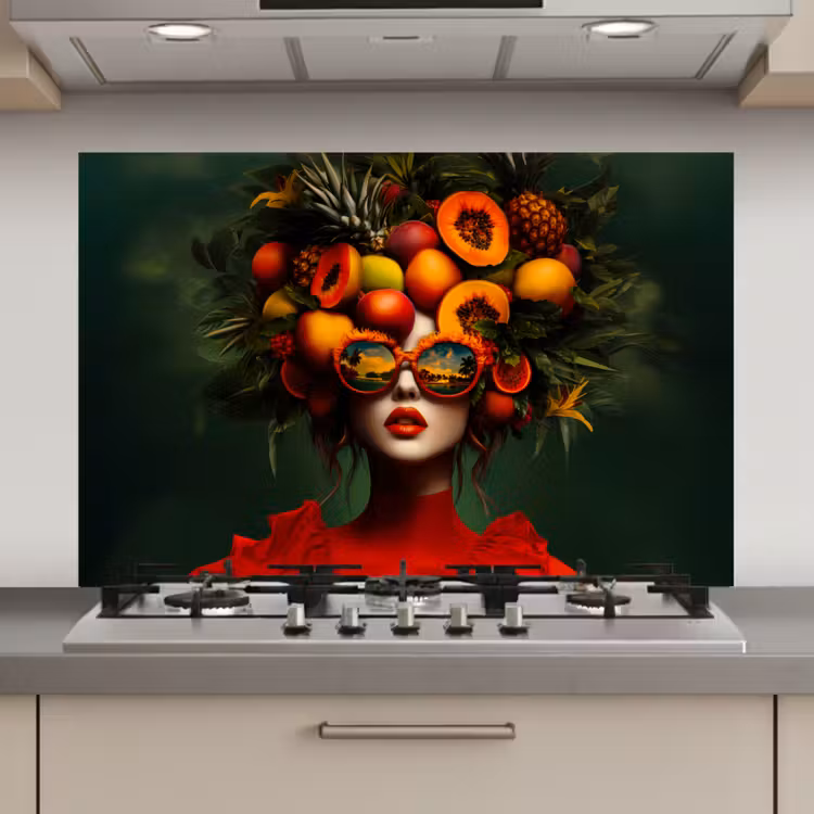 Vrouw - Vruchten - Papaja - Ananas keuken achterwand spatscherm klein -3d_website