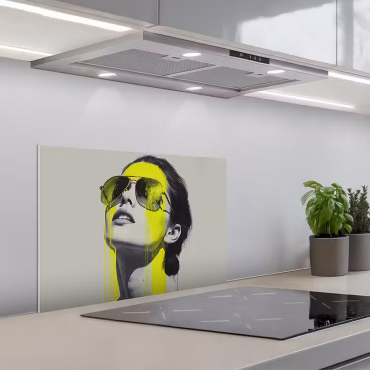 Vrouw - Bril - Verf keuken achterwand spatscherm klein -3d_schuin