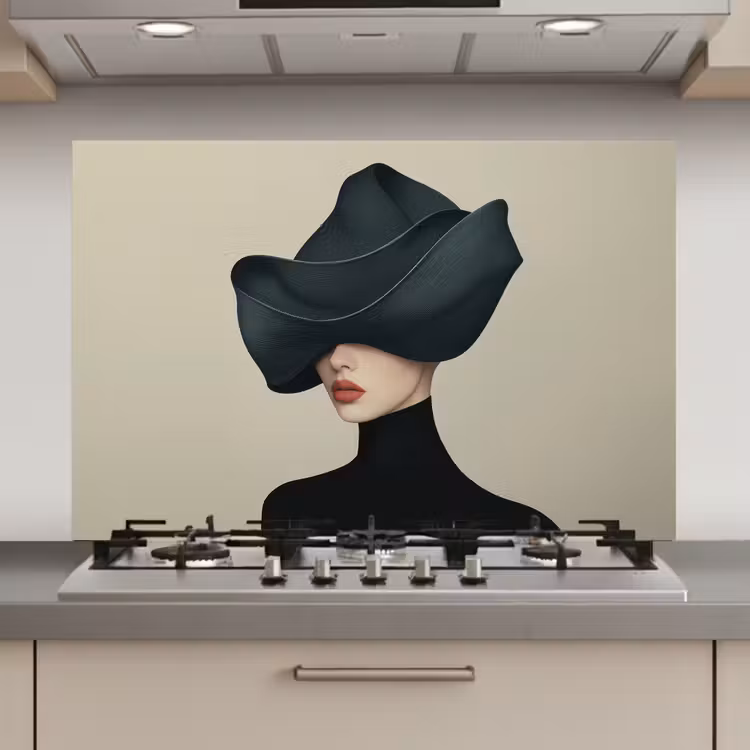 Vrouw - Groen - Hoed keuken achterwand spatscherm klein -3d_website
