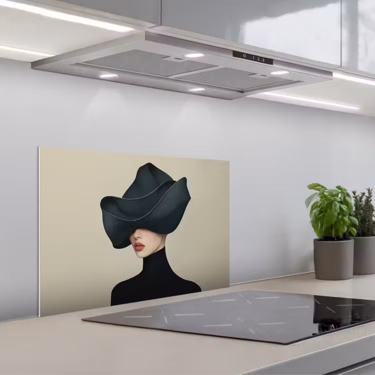 Vrouw - Groen - Hoed keuken achterwand spatscherm klein -3d_schuin
