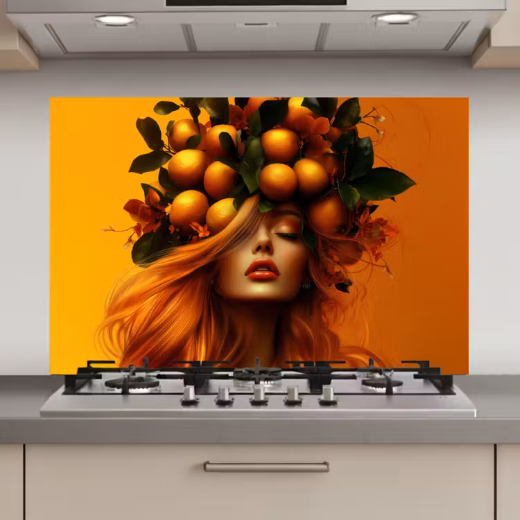 Vrouw - Citroenen - Bloesem - Geel keuken achterwand spatscherm klein -3d_website