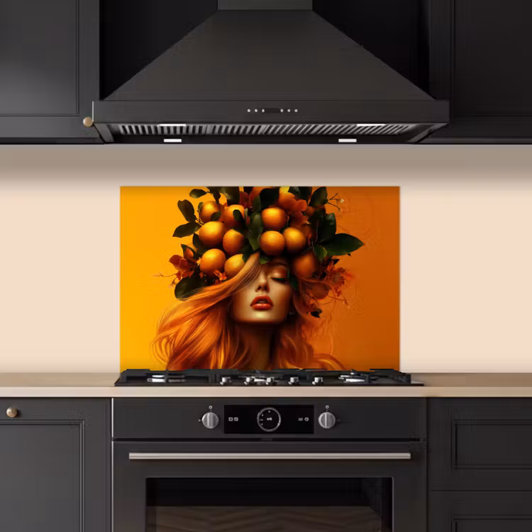 Vrouw - Citroenen - Bloesem - Geel keuken achterwand spatscherm klein -sfeer1