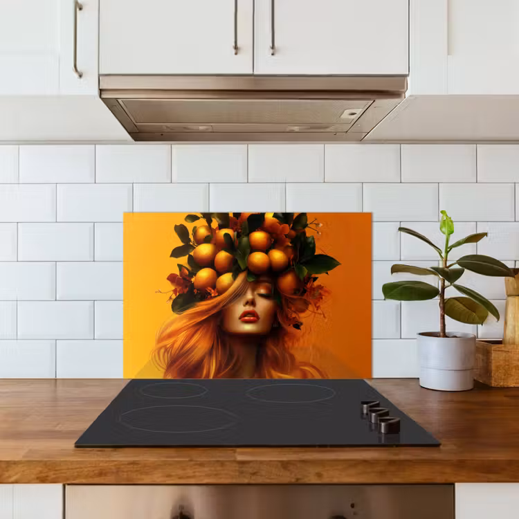 Vrouw - Citroenen - Bloesem - Geel keuken achterwand spatscherm klein -sfeer2