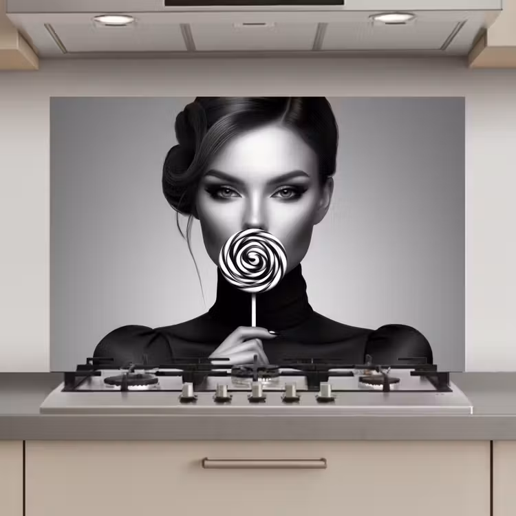 Vrouw - Lolly - Zwart keuken achterwand spatscherm klein -3d_website
