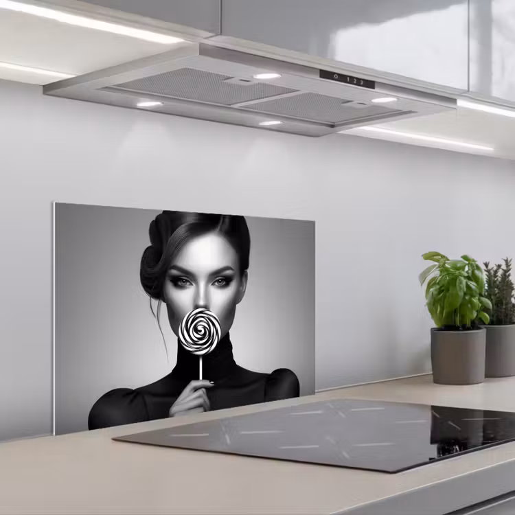 Vrouw - Lolly - Zwart keuken achterwand spatscherm klein -3d_schuin