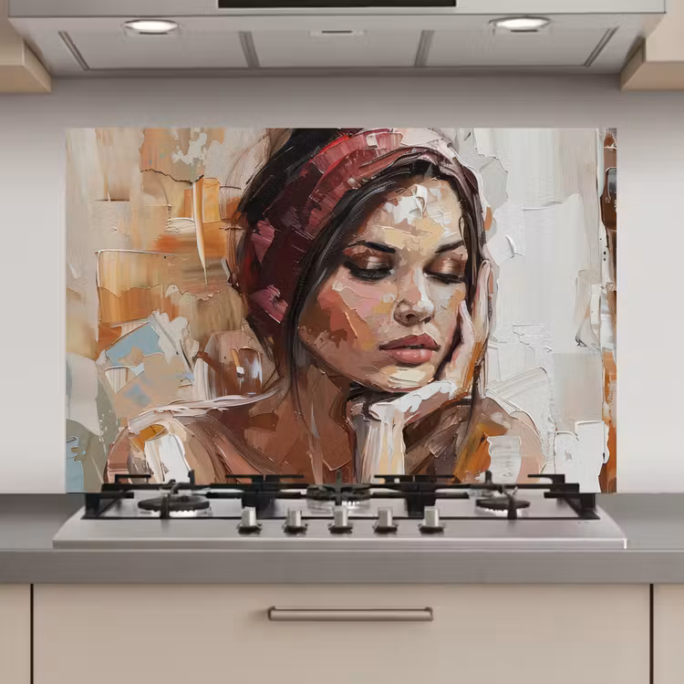 Vrouw - Verflook - Portret - Modern keuken achterwand spatscherm klein -3d_website