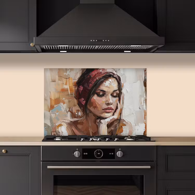 Vrouw - Verflook - Portret - Modern keuken achterwand spatscherm klein -sfeer1