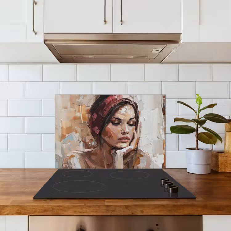 Vrouw - Verflook - Portret - Modern keuken achterwand spatscherm klein -sfeer2