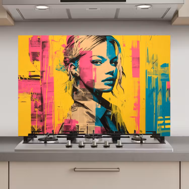 Vrouw - Verfstrepen - Gekleurd keuken achterwand spatscherm klein -3d_website