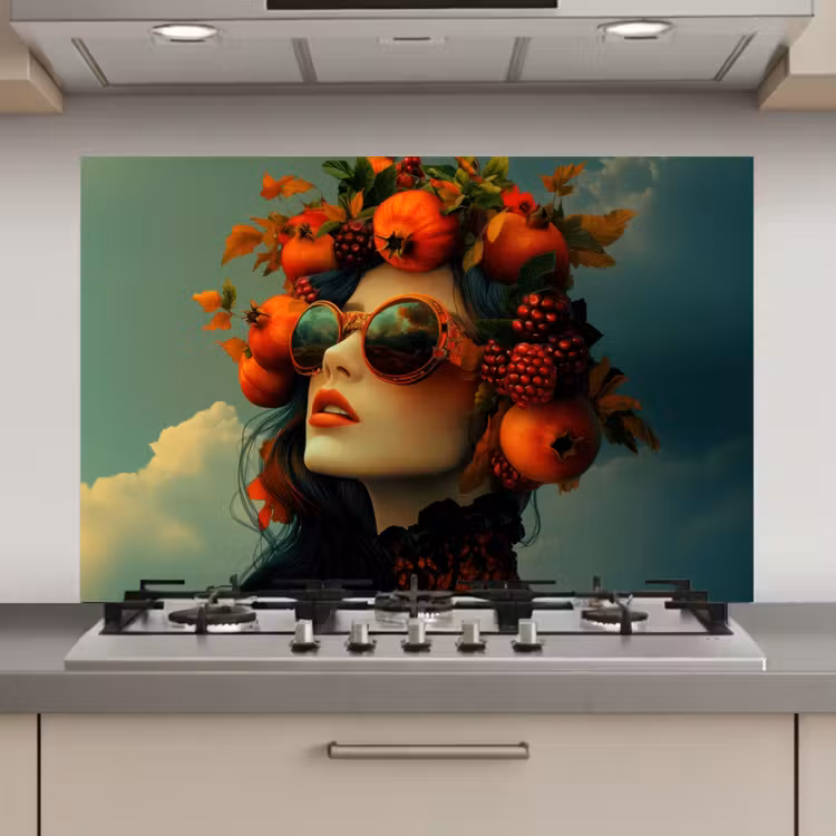 Vrouw - Granaatappel - Herfst - Zonnebril keuken achterwand spatscherm klein -3d_website