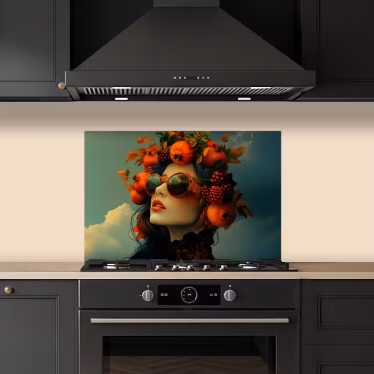 Vrouw - Granaatappel - Herfst - Zonnebril keuken achterwand spatscherm klein -sfeer1