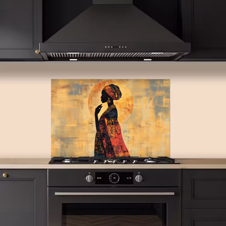 Vrouw - Silhouet - Patronen - Sierlijk keuken achterwand spatscherm klein -sfeer1