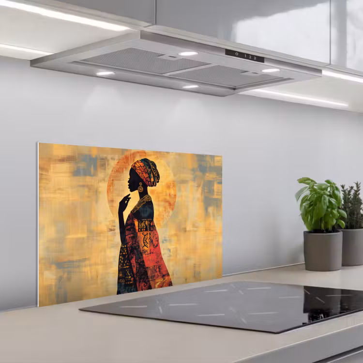 Vrouw - Silhouet - Patronen - Sierlijk keuken achterwand spatscherm klein -3d_schuin