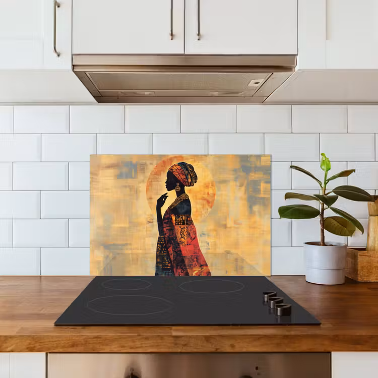 Vrouw - Silhouet - Patronen - Sierlijk keuken achterwand spatscherm klein -sfeer2