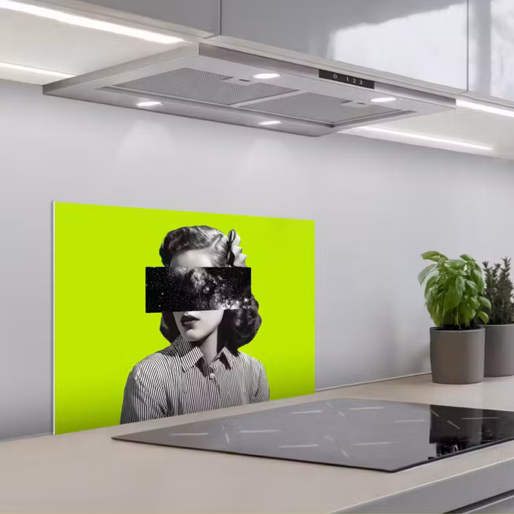 Vrouw - Sterrenhemel - Groen keuken achterwand spatscherm klein -3d_schuin