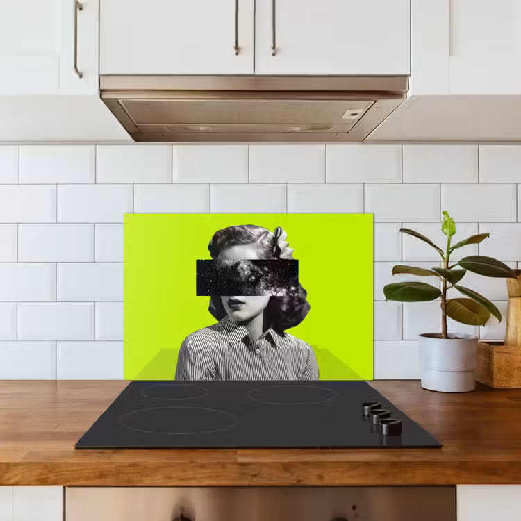 Vrouw - Sterrenhemel - Groen keuken achterwand spatscherm klein -sfeer2