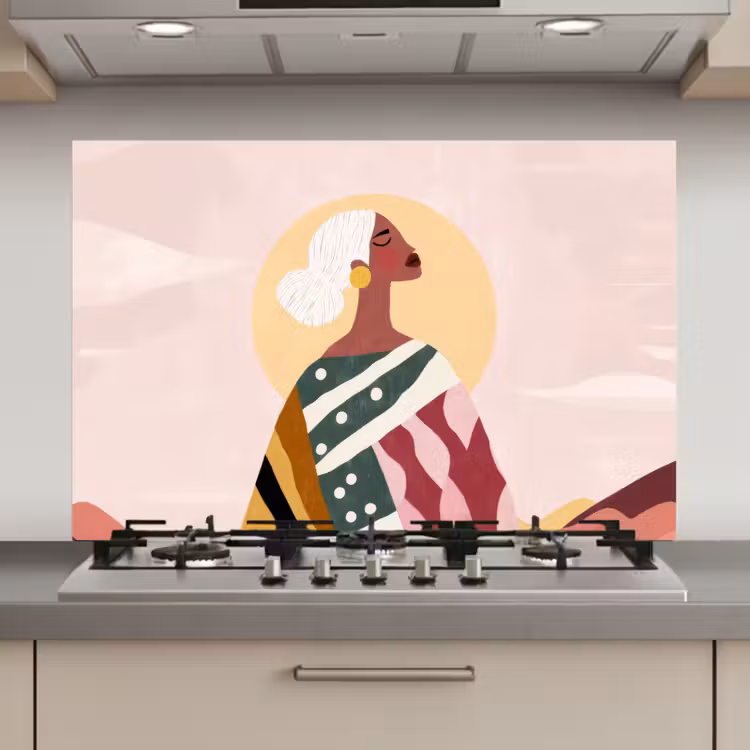 Vrouw - Zon - Kleurrijk keuken achterwand spatscherm klein -3d_website