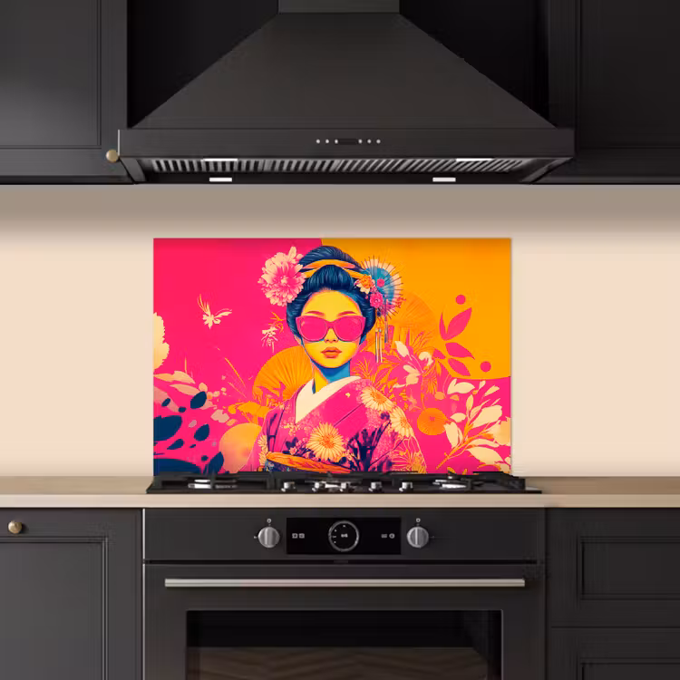 Vrouw - Zonnebril - Abstract - Oranje keuken achterwand spatscherm klein -sfeer1