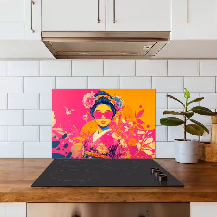 Vrouw - Zonnebril - Abstract - Oranje keuken achterwand spatscherm klein -sfeer2