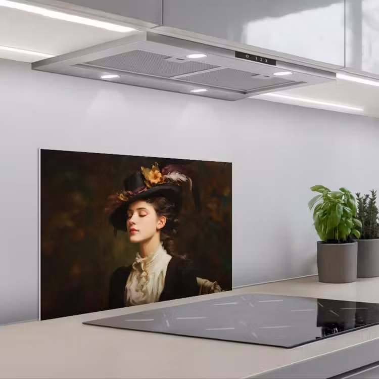 Vrouw - Victoriaans - Portret keuken achterwand spatscherm klein -3d_schuin