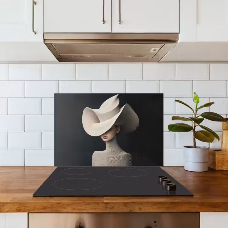 Vrouw - Golvende - Hoed keuken achterwand spatscherm klein -sfeer2