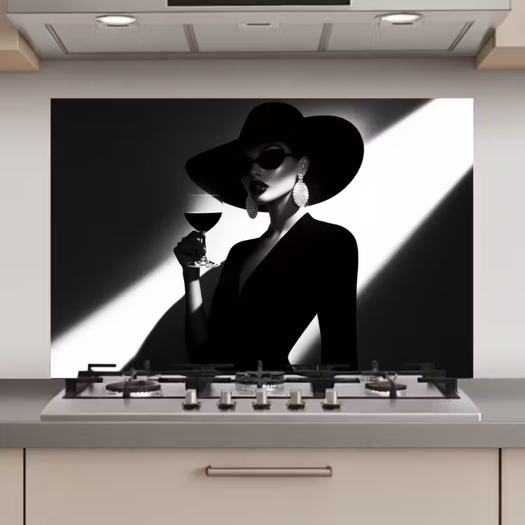 Vrouw - Wijn - Chic keuken achterwand spatscherm klein -3d_website